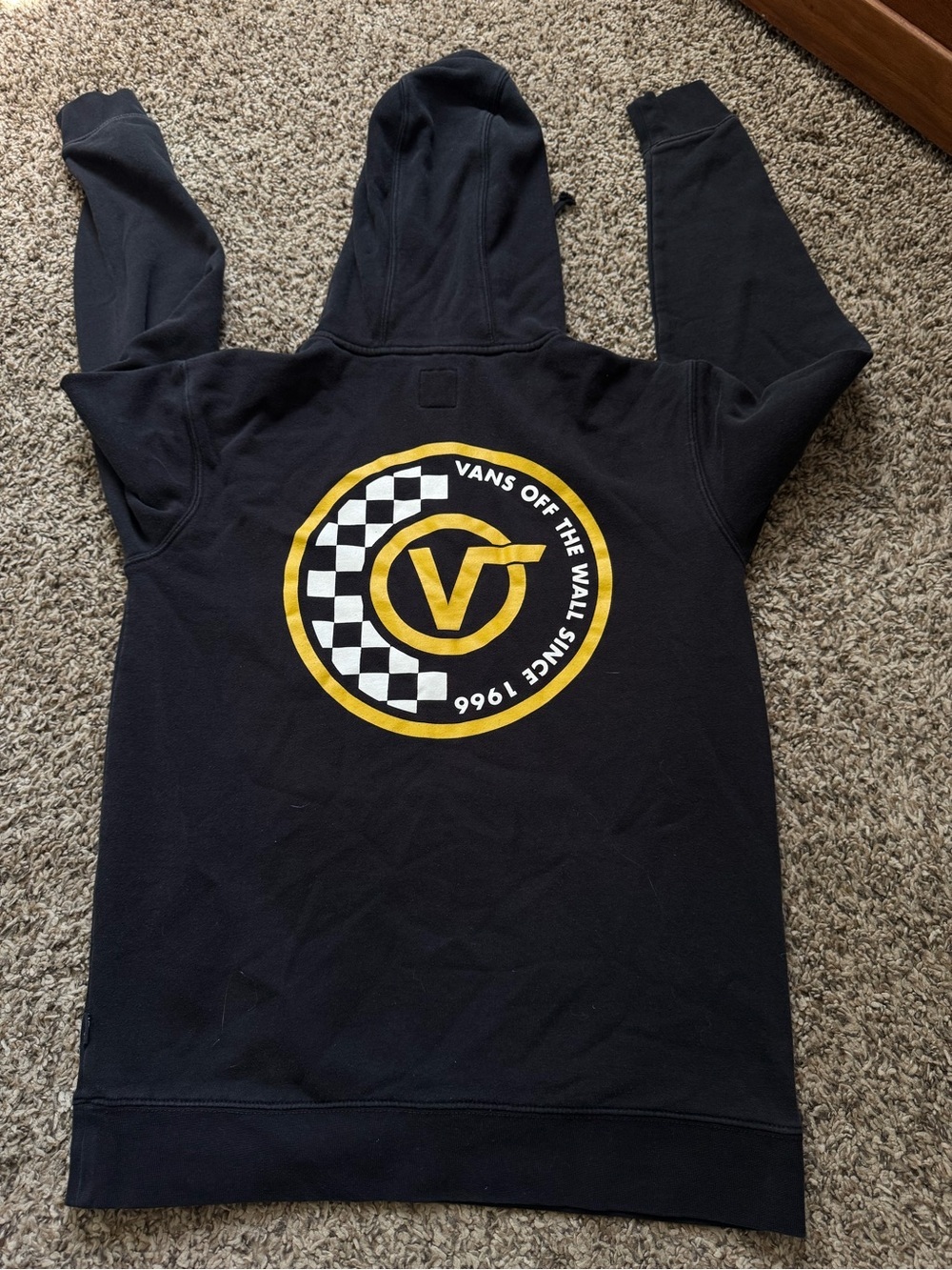 Vans Black Pullover Hoodie with Yellow Logo Patch - Picture 2 of 3
